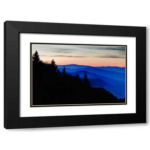 North Carolina Oconaluftee Overlook at sunrise Black Modern Wood Framed Art Print with Double Matting by Flaherty, Dennis