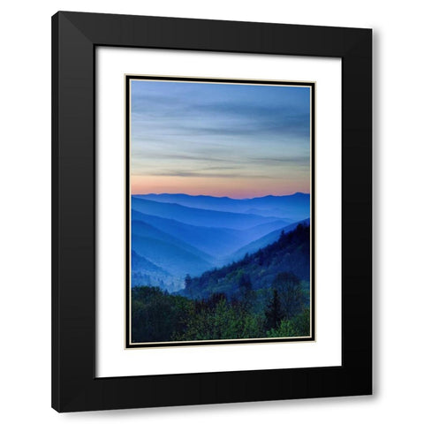 North Carolina Oconaluftee Overlook at sunrise Black Modern Wood Framed Art Print with Double Matting by Flaherty, Dennis