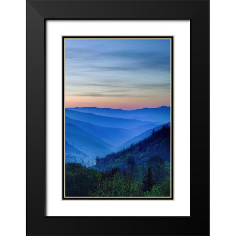 North Carolina Oconaluftee Overlook at sunrise Black Modern Wood Framed Art Print with Double Matting by Flaherty, Dennis