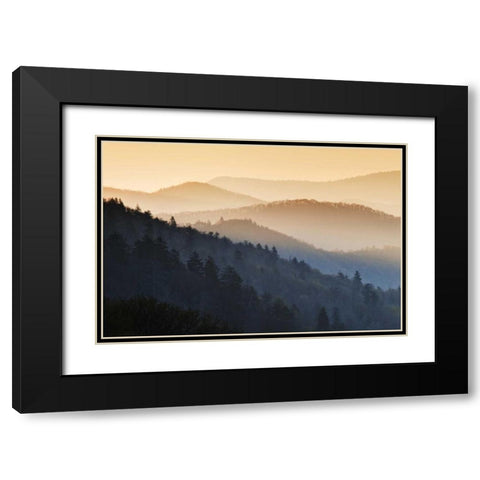 North Carolina Oconaluftee Overlook at sunrise Black Modern Wood Framed Art Print with Double Matting by Flaherty, Dennis