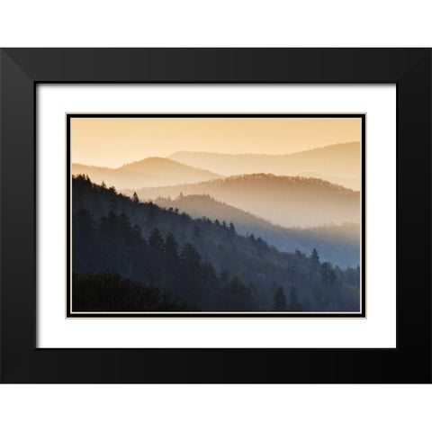 North Carolina Oconaluftee Overlook at sunrise Black Modern Wood Framed Art Print with Double Matting by Flaherty, Dennis