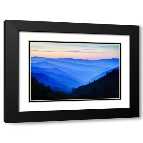 NC Sunrise at Oconoluftee Overlook Black Modern Wood Framed Art Print with Double Matting by Flaherty, Dennis