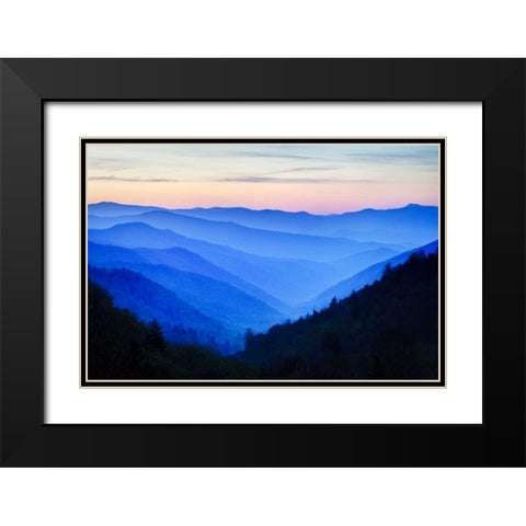 NC Sunrise at Oconoluftee Overlook Black Modern Wood Framed Art Print with Double Matting by Flaherty, Dennis
