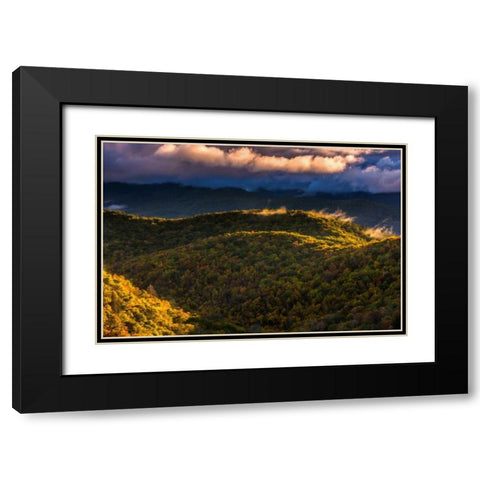 NC, Brevard Autumn landscape in Pisgah NF Black Modern Wood Framed Art Print with Double Matting by OBrien, Jay