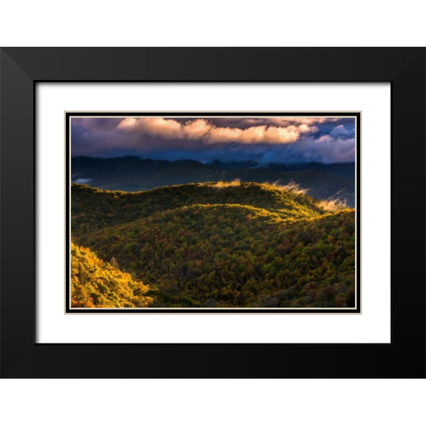 NC, Brevard Autumn landscape in Pisgah NF Black Modern Wood Framed Art Print with Double Matting by OBrien, Jay