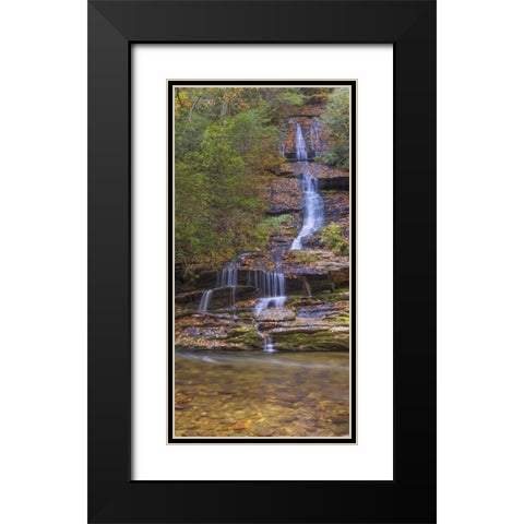 North Carolina, Great Smoky Mts Tom Branch Falls Black Modern Wood Framed Art Print with Double Matting by Paulson, Don