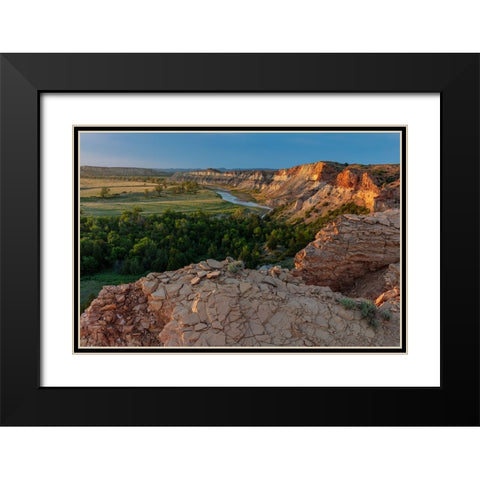 Red Cliffs above the Little Missouri River in the Little Missouri National Grasslands-North Dakota- Black Modern Wood Framed Art Print with Double Matting by Haney, Chuck