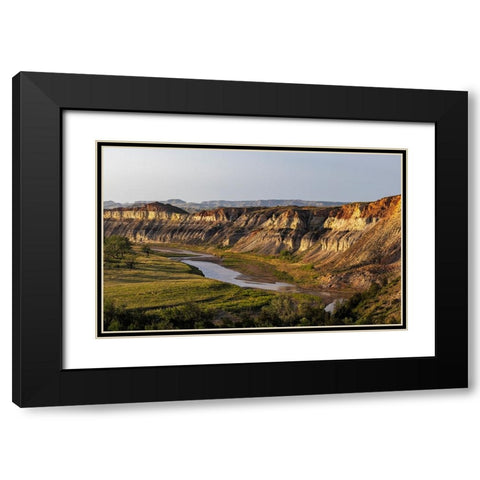 Red Cliffs above the Little Missouri River in the Little Missouri National Grasslands-North Dakota- Black Modern Wood Framed Art Print with Double Matting by Haney, Chuck