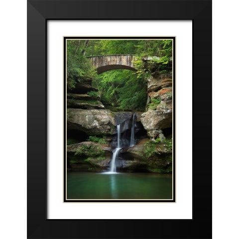 Old Mans Cave Upper Falls-Hocking Hills State Park-Ohio Black Modern Wood Framed Art Print with Double Matting by Majchrowicz, Alan