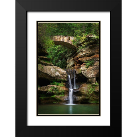 Old Mans Cave Upper Falls-Hocking Hills State Park-Ohio Black Modern Wood Framed Art Print with Double Matting by Majchrowicz, Alan