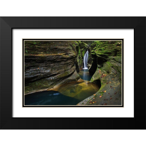 Robinson Falls-also known as Corkscrew Falls-carves through a small gorge of Black Hand Sandstone Black Modern Wood Framed Art Print with Double Matting by Majchrowicz, Alan