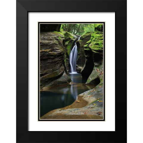 Robinson Falls-also known as Corkscrew Falls-carves through a small gorge of Black Hand Sandstone Black Modern Wood Framed Art Print with Double Matting by Majchrowicz, Alan
