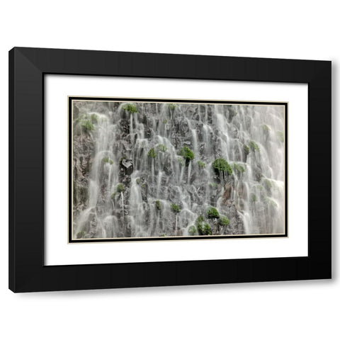 Waterfall close-up-Columbia River Gorge-Oregon Black Modern Wood Framed Art Print with Double Matting by Jones, Adam