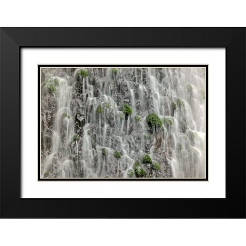 Waterfall close-up-Columbia River Gorge-Oregon Black Modern Wood Framed Art Print with Double Matting by Jones, Adam