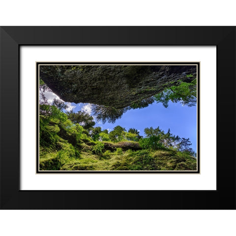 Upward view from bottom of Oneonta Gorge-Columbia River Gorge National Scenic Area-Oregon Black Modern Wood Framed Art Print with Double Matting by Jones, Adam