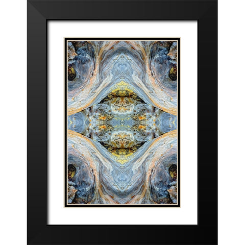 Abstract pattern in driftwood-Bandon Beach-Oregon Black Modern Wood Framed Art Print with Double Matting by Jones, Adam