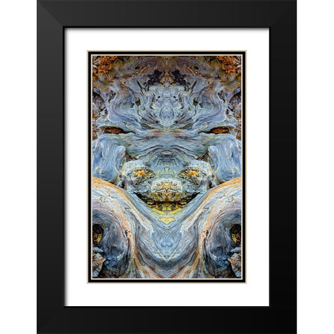 Abstract pattern in driftwood-Bandon Beach-Oregon Black Modern Wood Framed Art Print with Double Matting by Jones, Adam