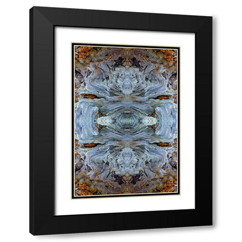 Abstract pattern in driftwood-Bandon Beach-Oregon Black Modern Wood Framed Art Print with Double Matting by Jones, Adam