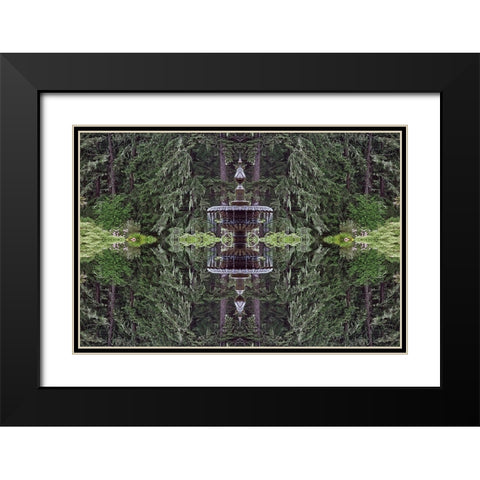 Fountain and in rhododendron garden-Shore Acres State Park-Coos Bay-Oregon Black Modern Wood Framed Art Print with Double Matting by Jones, Adam