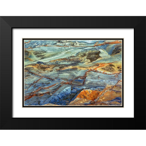 Rock pattern in eroded coastline-Shore Acres State Park-Coos Bay-Oregon Black Modern Wood Framed Art Print with Double Matting by Jones, Adam
