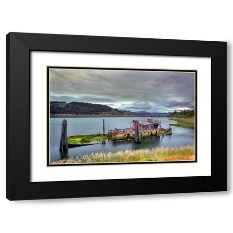 Historic shipwreck-Mary D Hume-a National Register of Historic Places-Gold Beach-Oregon Black Modern Wood Framed Art Print with Double Matting by Jones, Adam