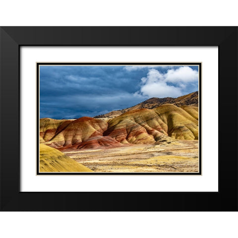 USA-John Day Fossil Beds-Painted Hills Unit Overlook Black Modern Wood Framed Art Print with Double Matting by Friel, Bernard