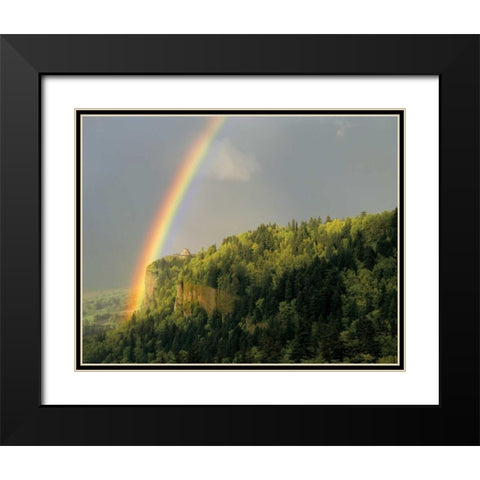 OR, Columbia Gorge, rainbow over Vista House Black Modern Wood Framed Art Print with Double Matting by Terrill, Steve