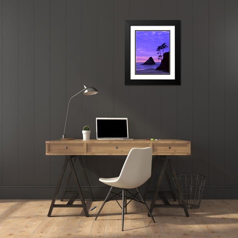 OR, Devils Elbow SP, Sunset over rock formations Black Modern Wood Framed Art Print with Double Matting by Terrill, Steve