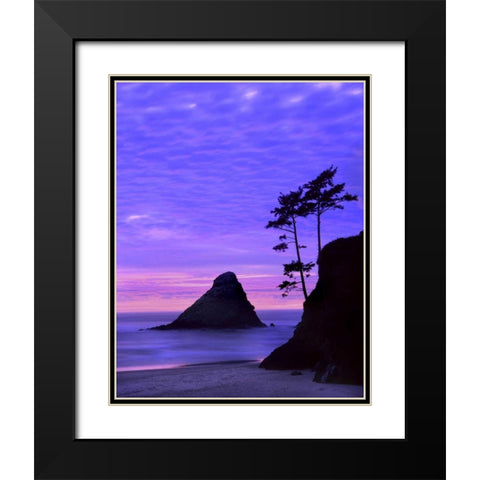 OR, Devils Elbow SP, Sunset over rock formations Black Modern Wood Framed Art Print with Double Matting by Terrill, Steve