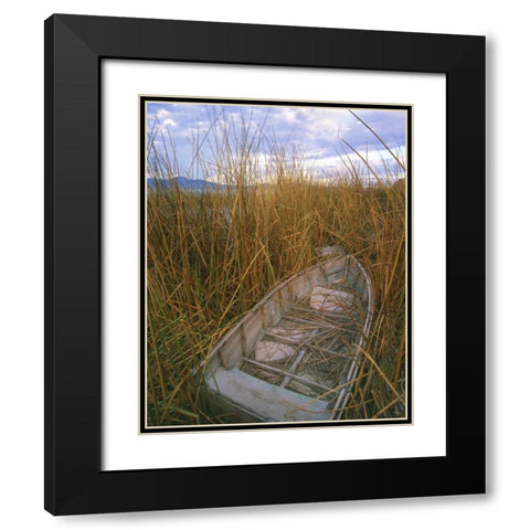 OR, Upper Klamath NWR, Abandoned wooden rowboat Black Modern Wood Framed Art Print with Double Matting by Terrill, Steve