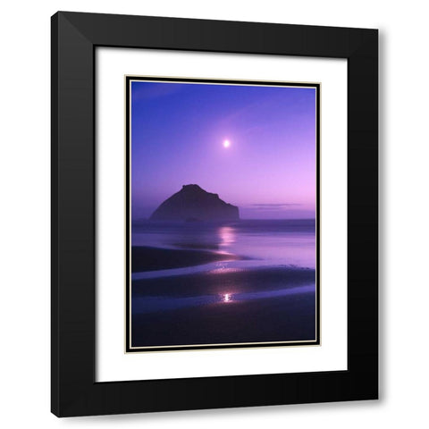 USA, Oregon Moonrise over Face Rock Black Modern Wood Framed Art Print with Double Matting by Rotenberg, Nancy