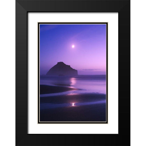 USA, Oregon Moonrise over Face Rock Black Modern Wood Framed Art Print with Double Matting by Rotenberg, Nancy