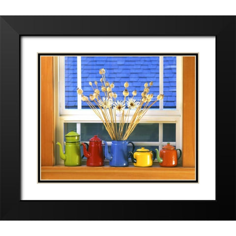 OR, Portland Enamelware teapots and coffeepots Black Modern Wood Framed Art Print with Double Matting by Terrill, Steve