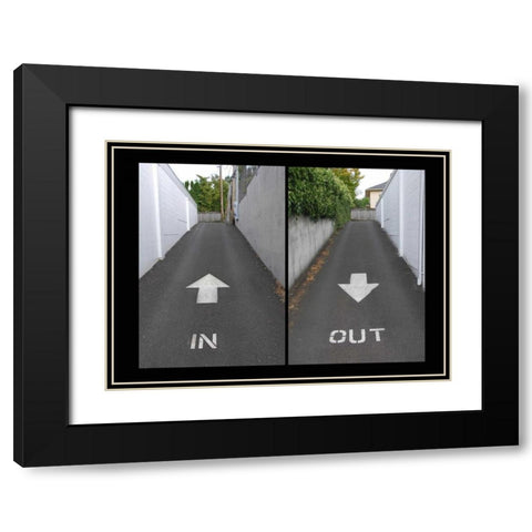 OR, Portland Alley directional arrows Black Modern Wood Framed Art Print with Double Matting by Terrill, Steve