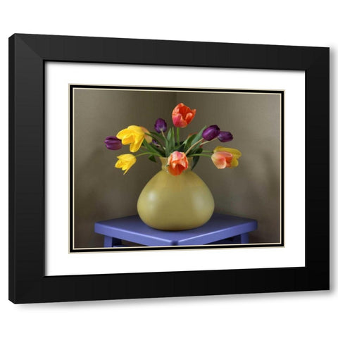 OR, Portland Tulips in antique glass vase Black Modern Wood Framed Art Print with Double Matting by Terrill, Steve