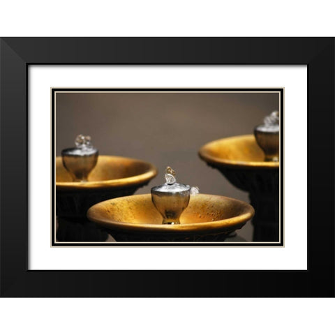 OR, Portland Benson Bubblers in downtown Black Modern Wood Framed Art Print with Double Matting by Terrill, Steve