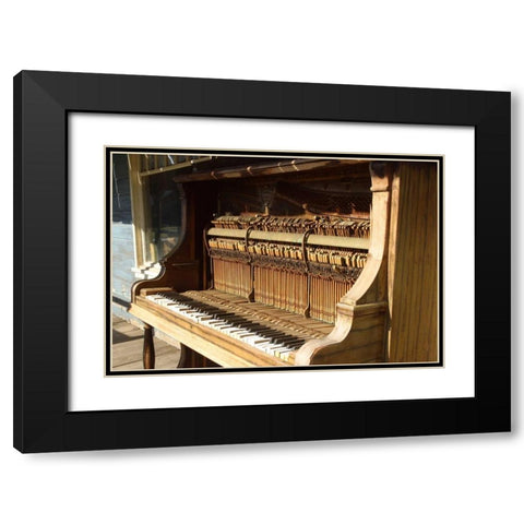 OR, Shaniko Ppiano on main street in ghost town Black Modern Wood Framed Art Print with Double Matting by Ross, Nancy ,  Steve