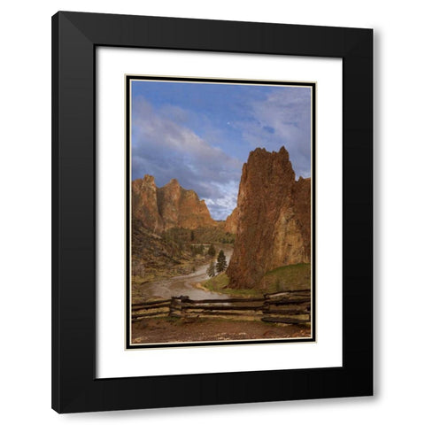 Oregon View of Crooked River in Smith Rock SP Black Modern Wood Framed Art Print with Double Matting by Paulson, Don