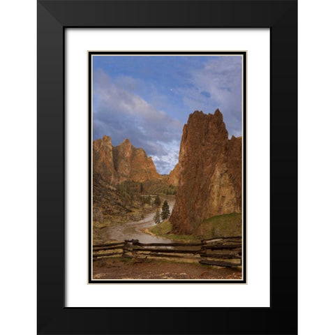 Oregon View of Crooked River in Smith Rock SP Black Modern Wood Framed Art Print with Double Matting by Paulson, Don