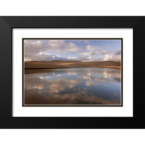 OR, Siuslaw NF, Umpqua Dunes Lake next to dunes Black Modern Wood Framed Art Print with Double Matting by Paulson, Don