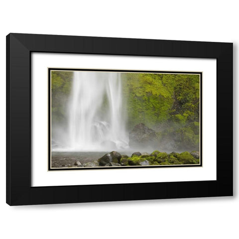 Oregon, Columbia River Gorge Elowah Falls Black Modern Wood Framed Art Print with Double Matting by Paulson, Don