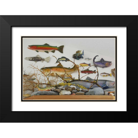 OR, Portland Fish displayed on wall of home Black Modern Wood Framed Art Print with Double Matting by Terrill, Steve