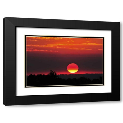 USA, Oregon, Portland Vivid red sunset Black Modern Wood Framed Art Print with Double Matting by Terrill, Steve