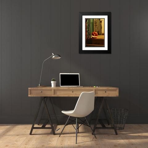 OR, Portland Lighted jack-o-lantern on porch Black Modern Wood Framed Art Print with Double Matting by Terrill, Steve