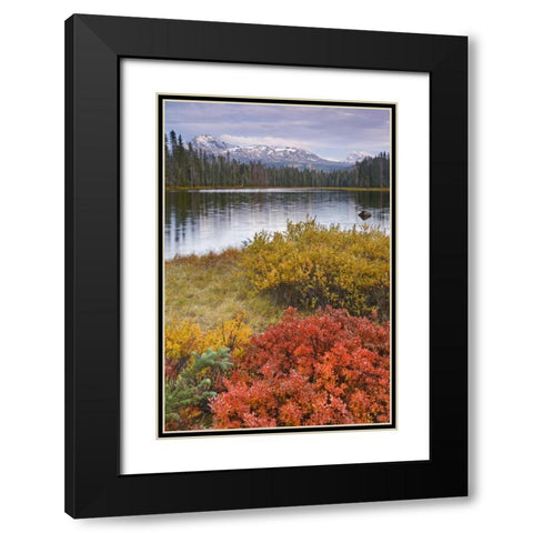 OR, Willamette NF Scott Lake and Three Sisters Black Modern Wood Framed Art Print with Double Matting by Paulson, Don