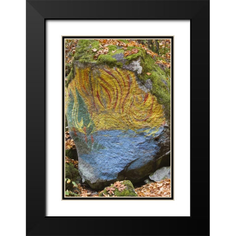 Oregon, Lake Creek Close-up of painted boulder Black Modern Wood Framed Art Print with Double Matting by Paulson, Don