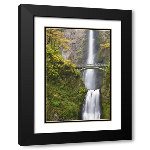 OR, Columbia Gorge Bridge by Multnomah Falls Black Modern Wood Framed Art Print with Double Matting by Paulson, Don