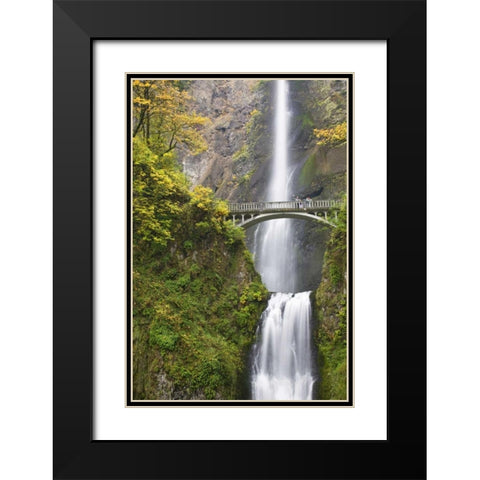 OR, Columbia Gorge Bridge by Multnomah Falls Black Modern Wood Framed Art Print with Double Matting by Paulson, Don