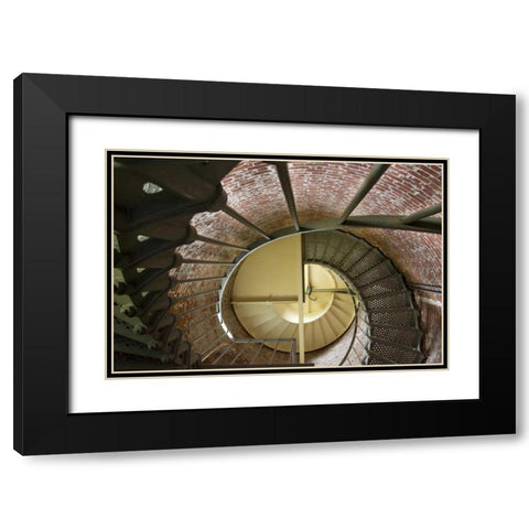 OR, Cape BlancoStaircase of lighthouse tower Black Modern Wood Framed Art Print with Double Matting by Kaveney, Wendy