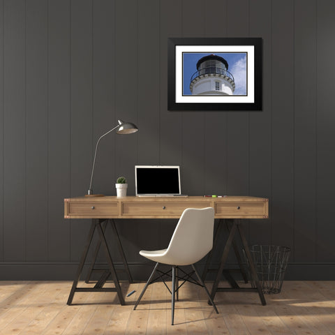 OR, Winchester Bay Umpqua River Lighthouse Black Modern Wood Framed Art Print with Double Matting by Kaveney, Wendy